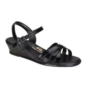 SAS Black Tripad Strippy Comfort Leather Narrow Sandals